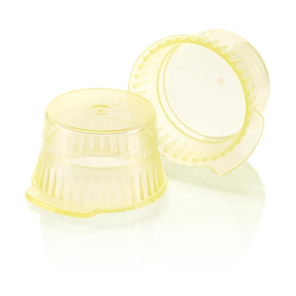 Globe Scientific Cap, Snap, 13mm, PE, for 13mm Glass and Evacuated Tubes and 12mm Plastic Test Tubes, Yellow, 1000PK 113143Y - main